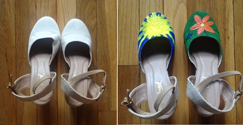 Hand painted shoes before and after